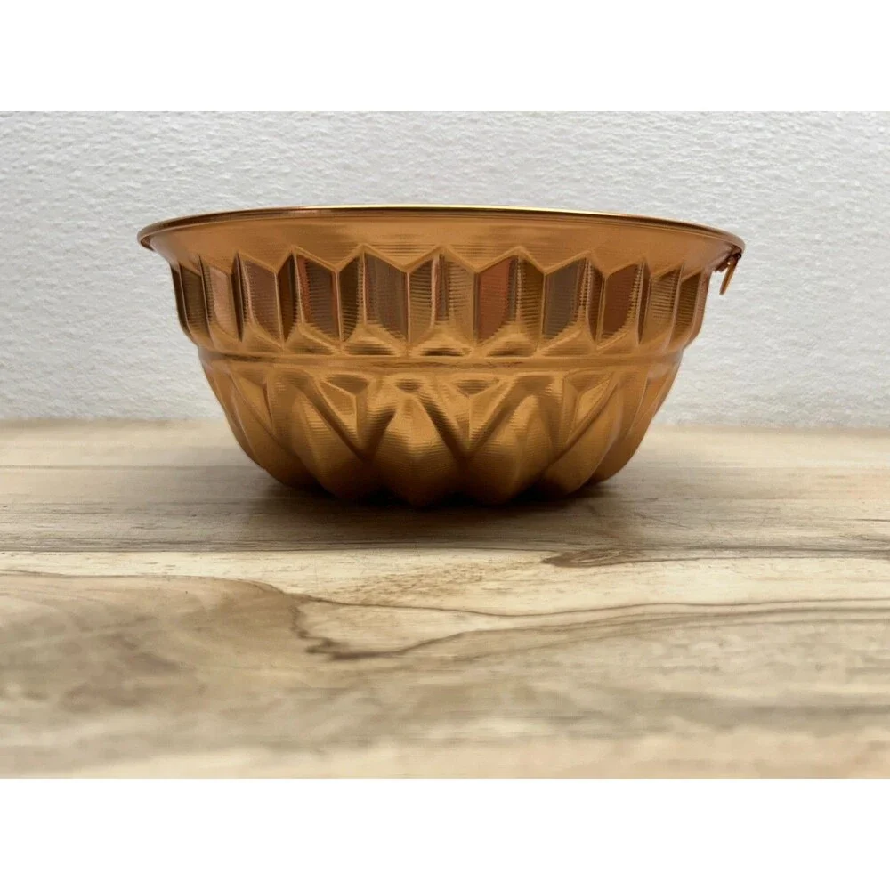 Vtg Nonstick 6 Cups Copper Finish Fluted Bund Mold Cake Baking Pan